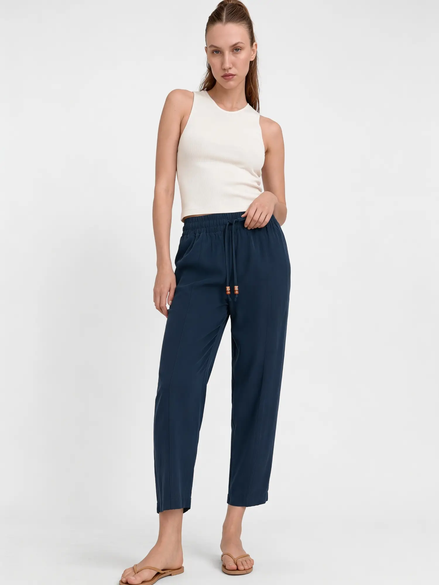 Bağcık Boncuklu Pantolon 16703 - LACİVERT