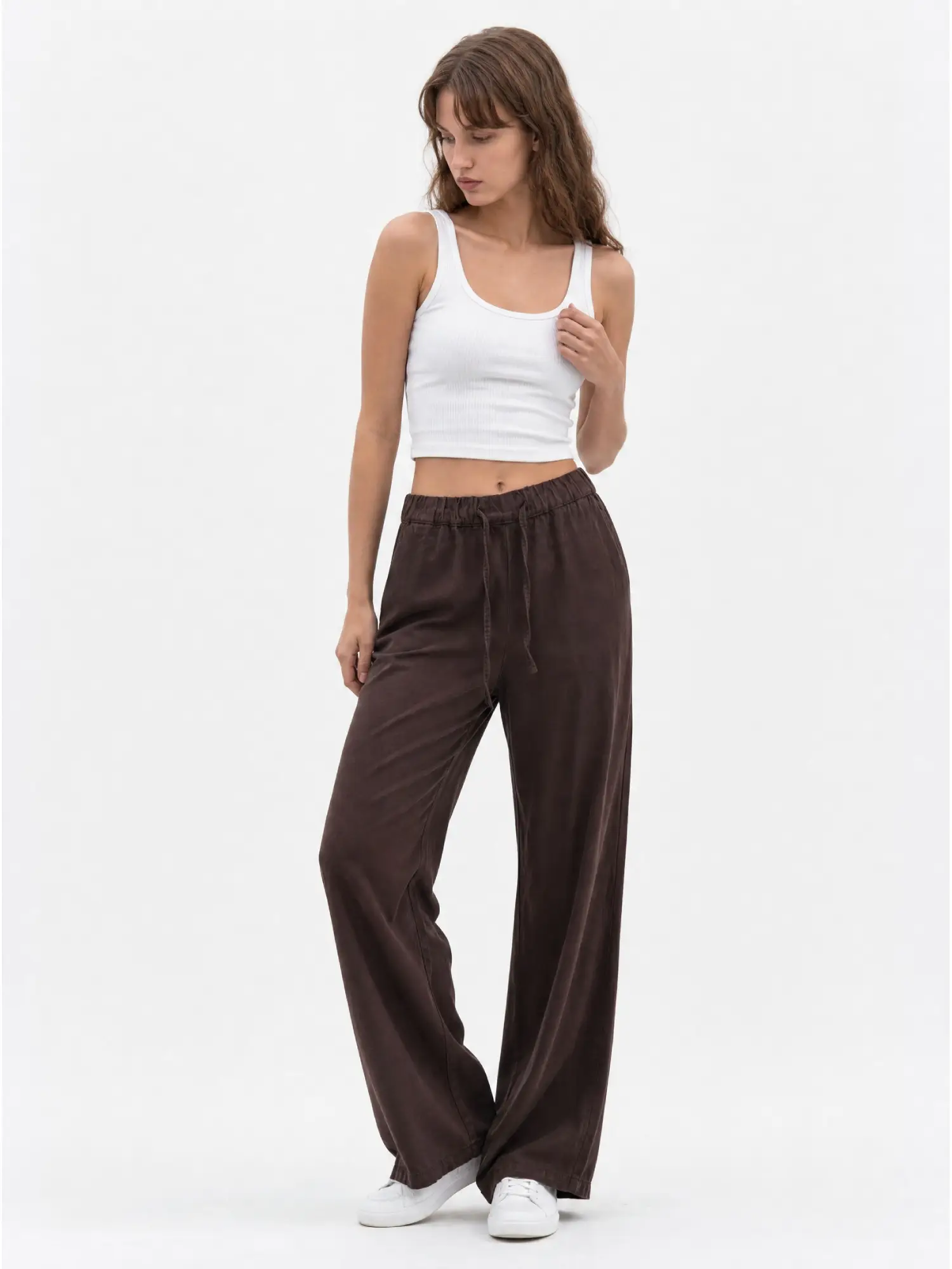Bel Lastikli Bağlamalı Pantolon 2773 - KAHVE