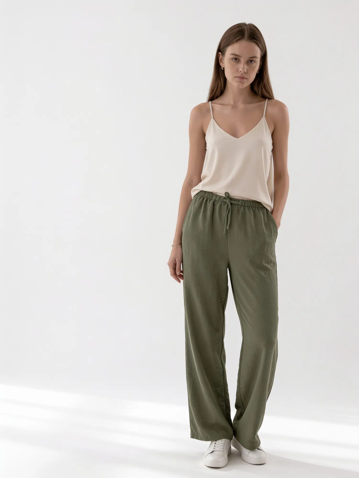 Bel Lastikli Bol Paça Pantolon S16372 - HAKİ