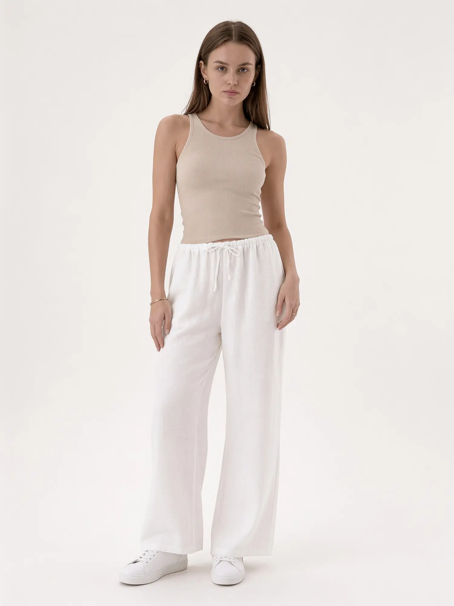 Bel Lastikli Bol Paça Pantolon S16372 - EKRU