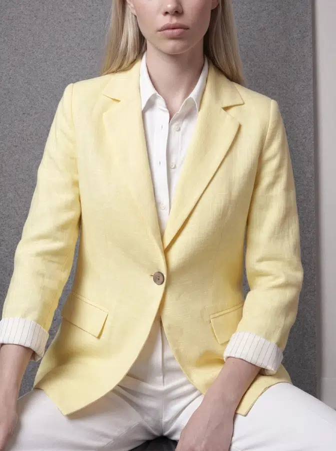 Çizgi Detay Keten Blazer Ceket 6023-3