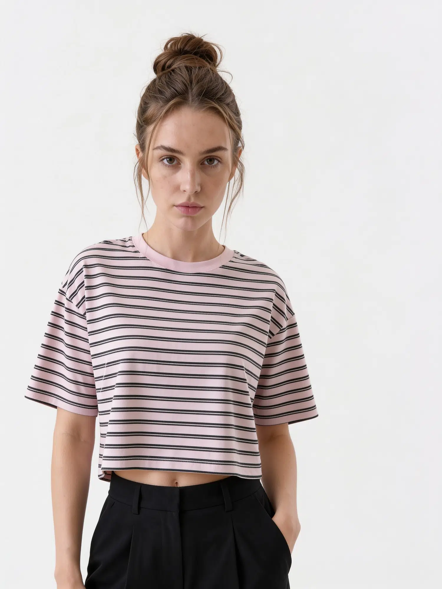 Çizgili Kısa Tshirt S019673