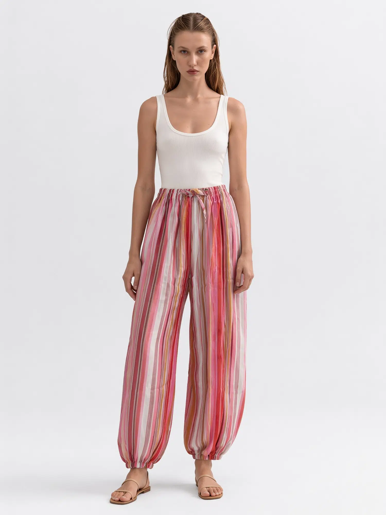 Çizgili Natural Pantolon 23167 - KAHVE