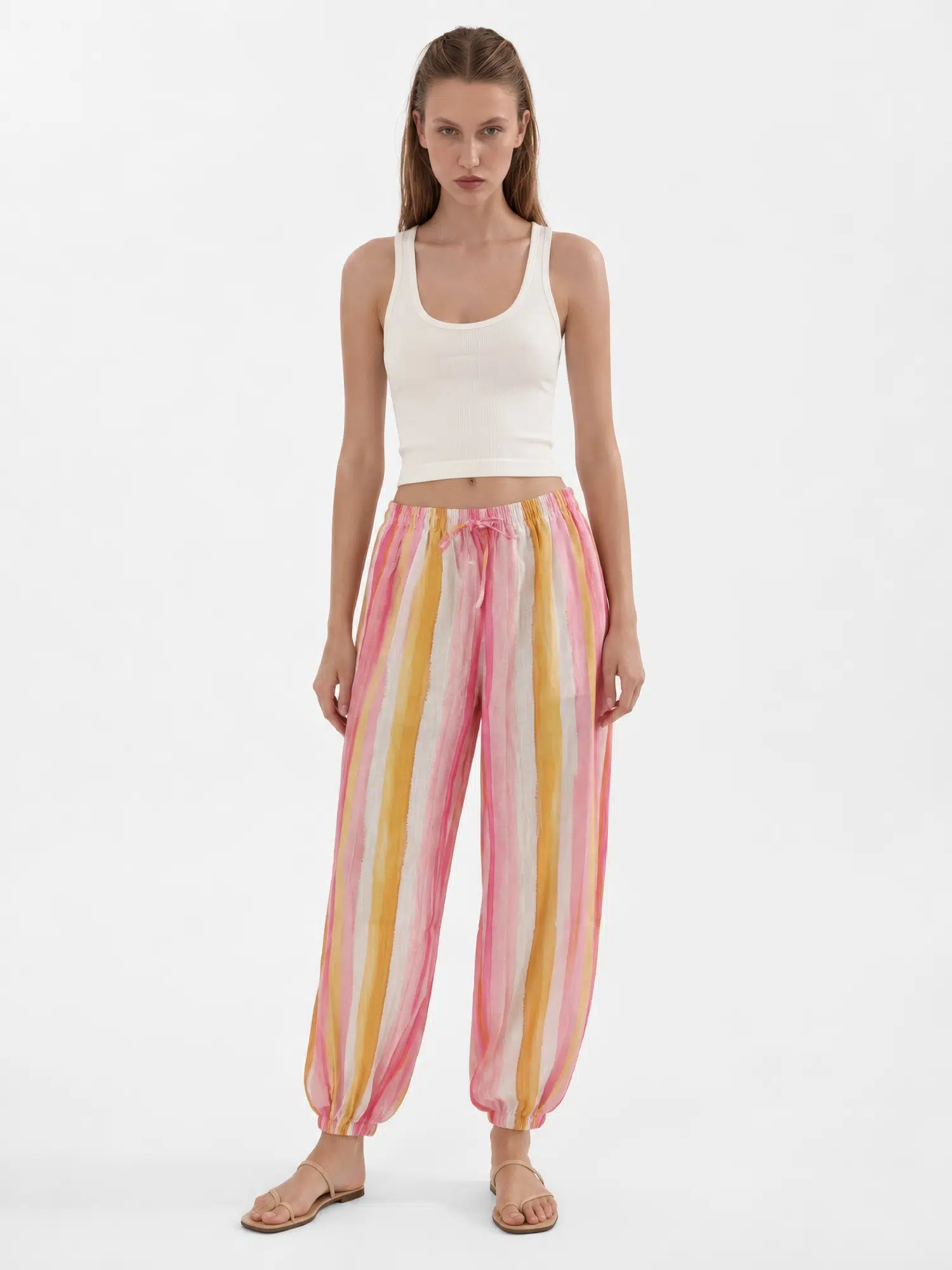 Çizgili Natural Pantolon 23167