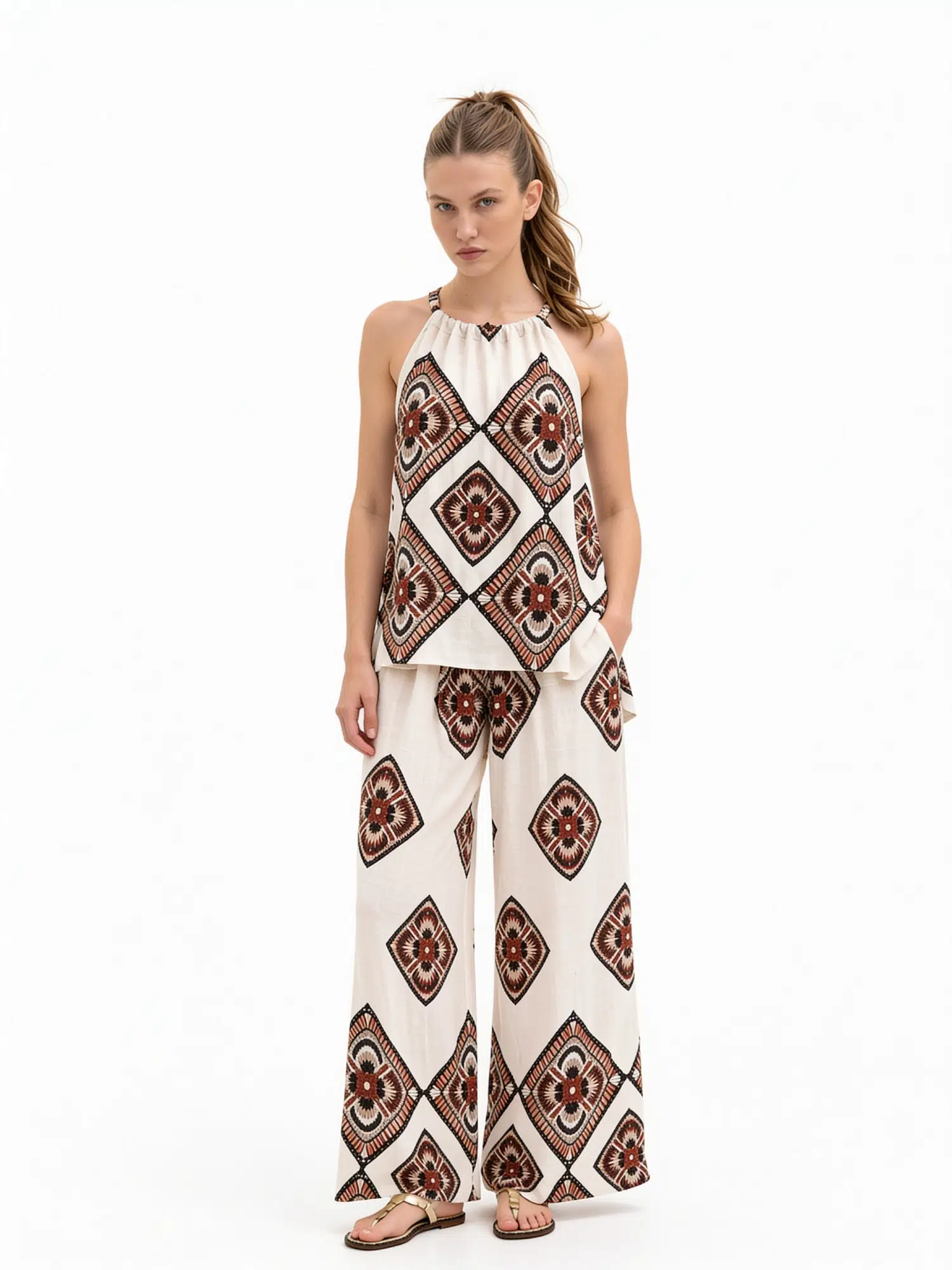 Desenli Pantolon Bluz Takım 6492