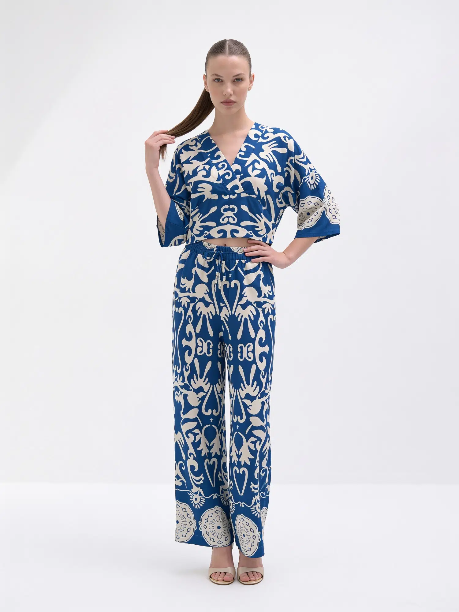 Etnik Desenli Bluz Pantolon Takım 6565