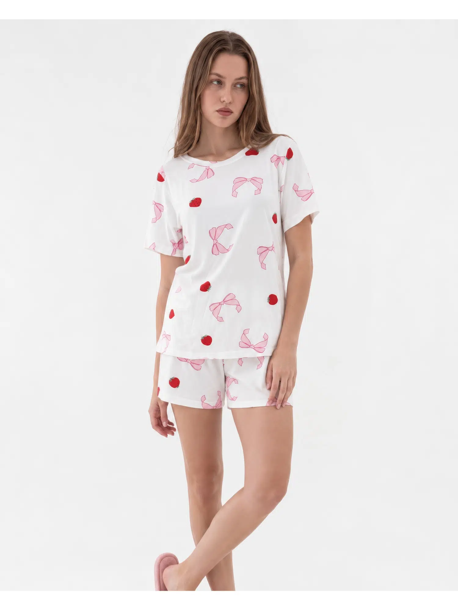 Fiyonklu Şortlu Pijama Takımı 3107