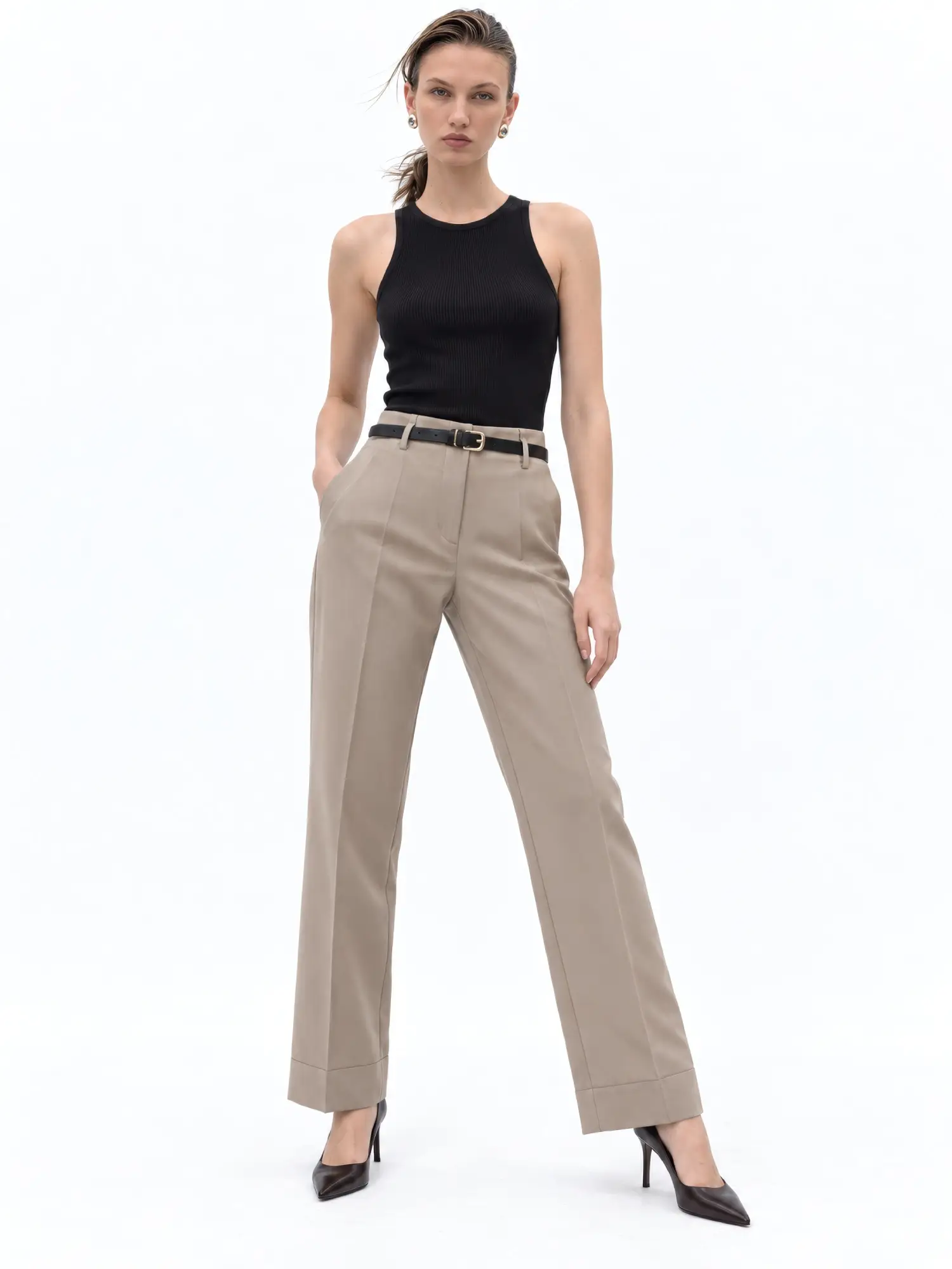 Kemerli Bol Paça Pantolon 17050