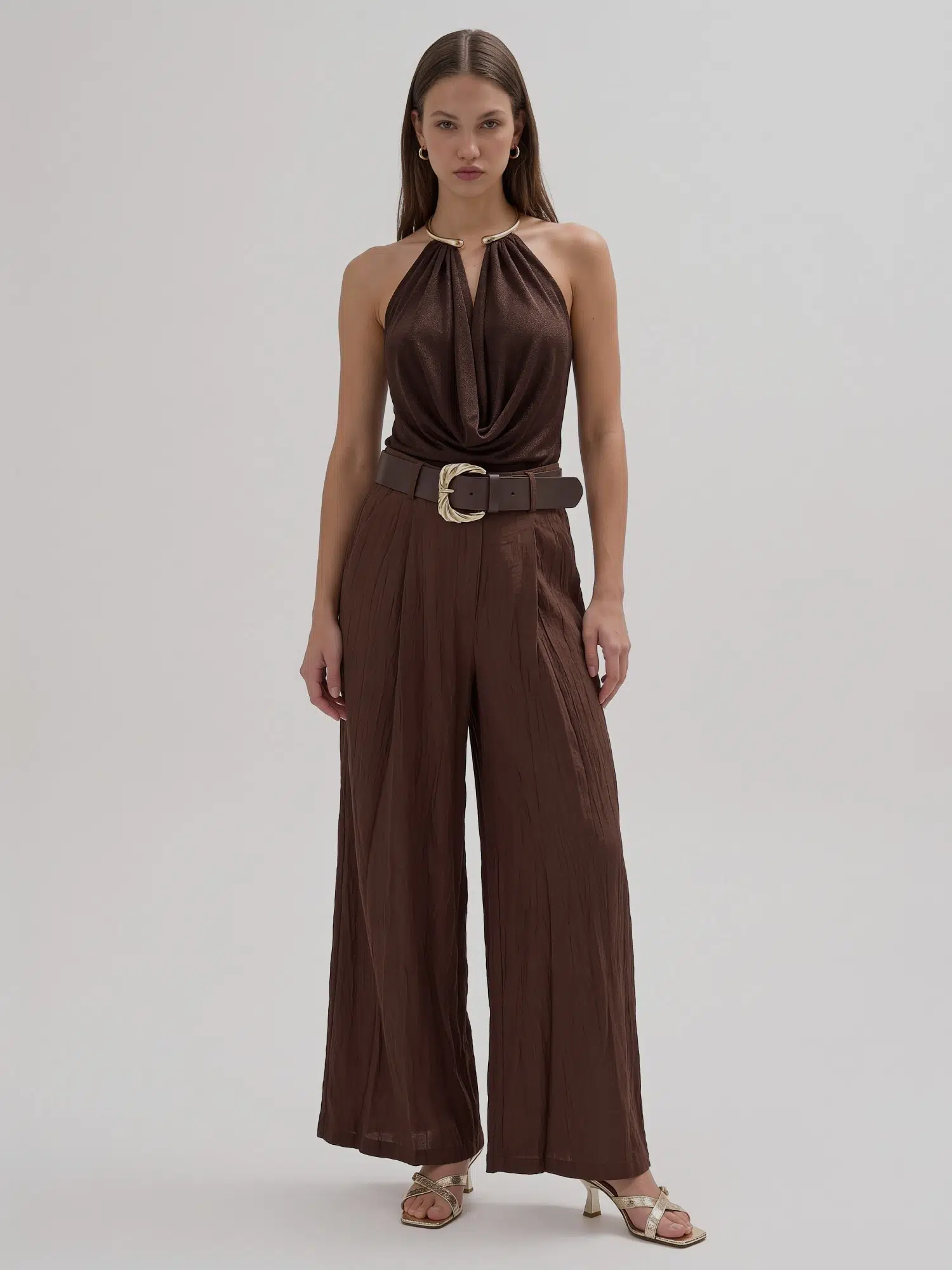 Kemerli Salaş Pantolon LS0537 - KAHVE