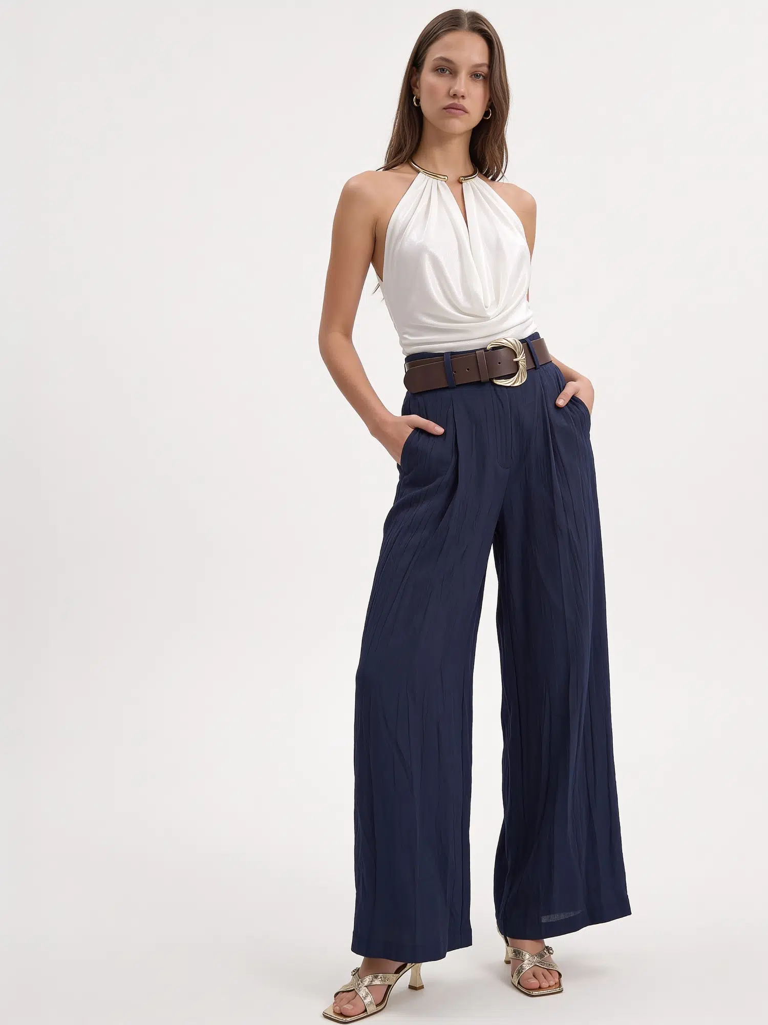 Kemerli Salaş Pantolon LS0537 - LACİVERT