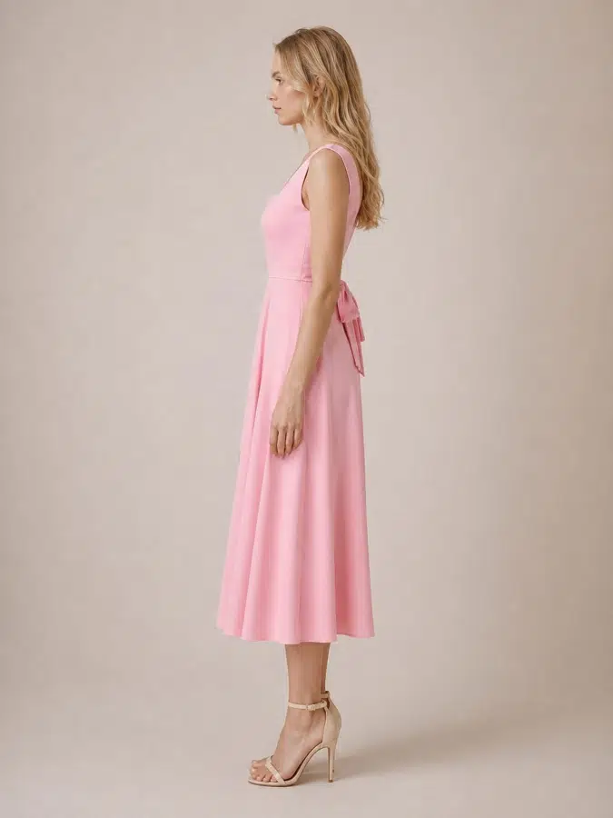 Kuşaklı Askılı Elbise 11379 - PEMBE