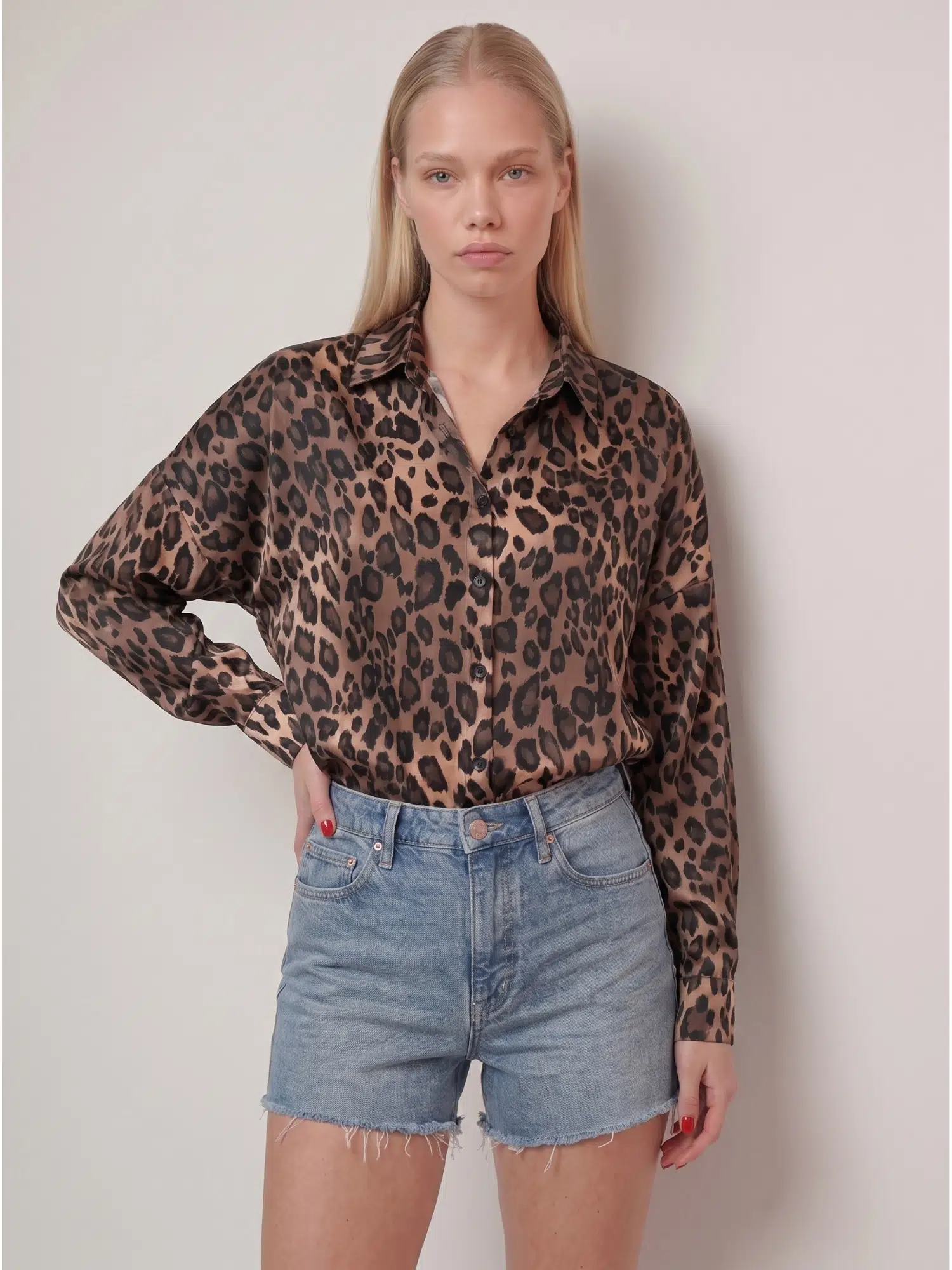 Leopar Saten Gömlek 6502