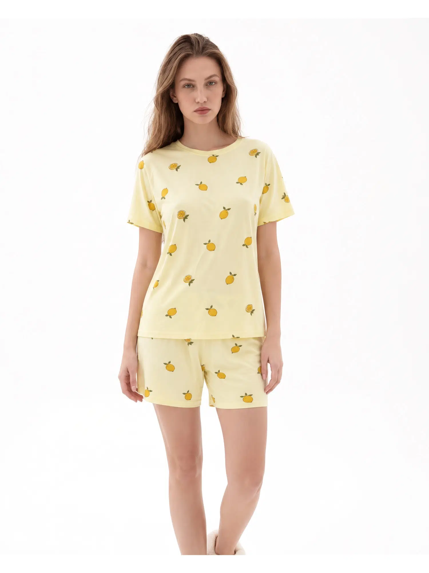 Limon Desen Tshirt Şort Pijama Takımı 3105