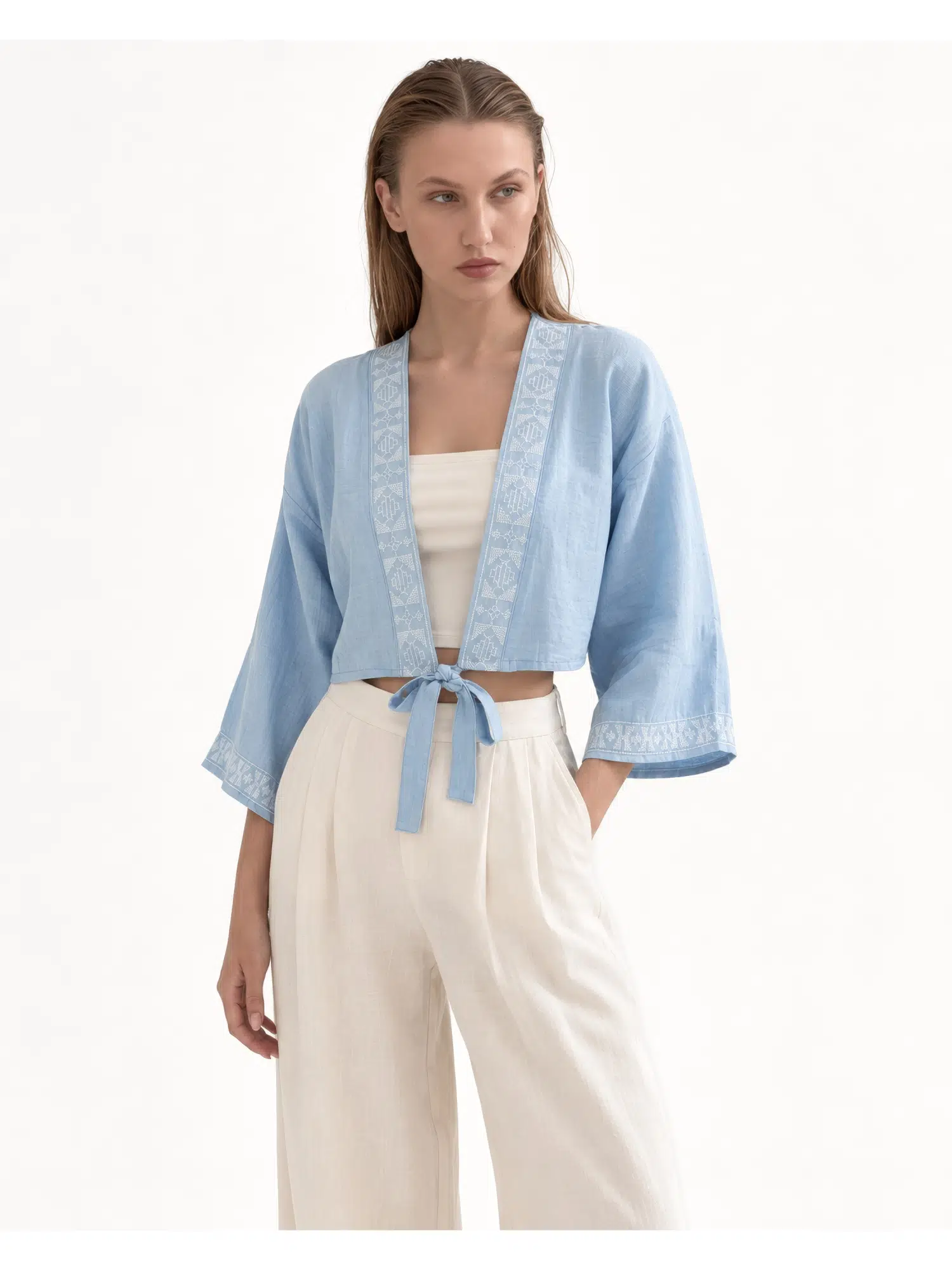 Nakışlı Kısa Kimono 5338