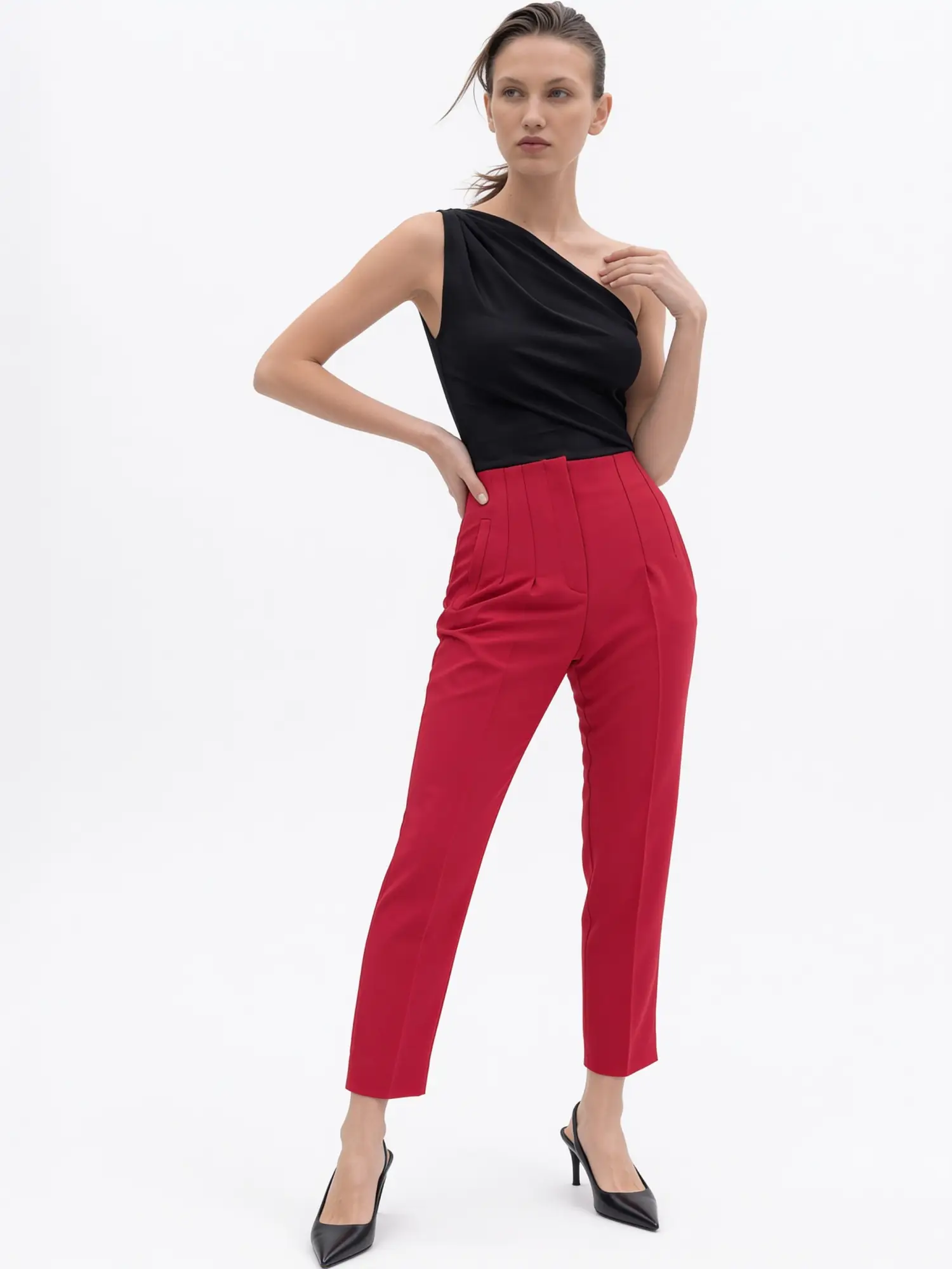 Önü Flatolu Pantolon 5113 - KIRMIZI