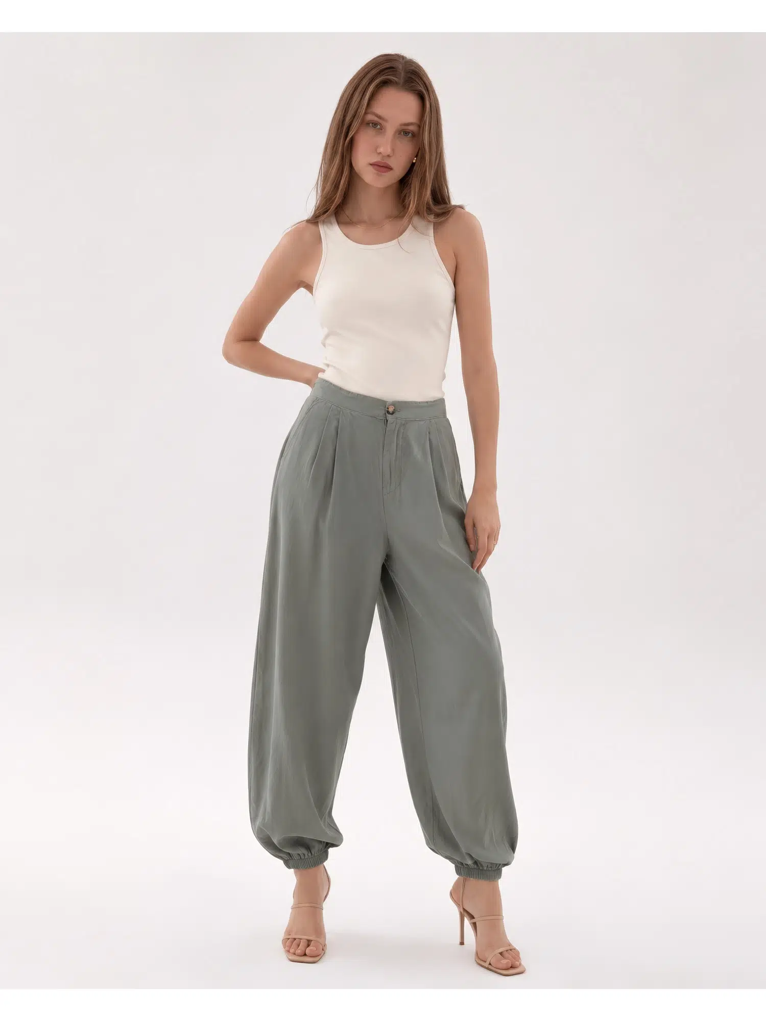 Paçası Lastikli Şalvar Model Pantolon YP5586 - HAKİ
