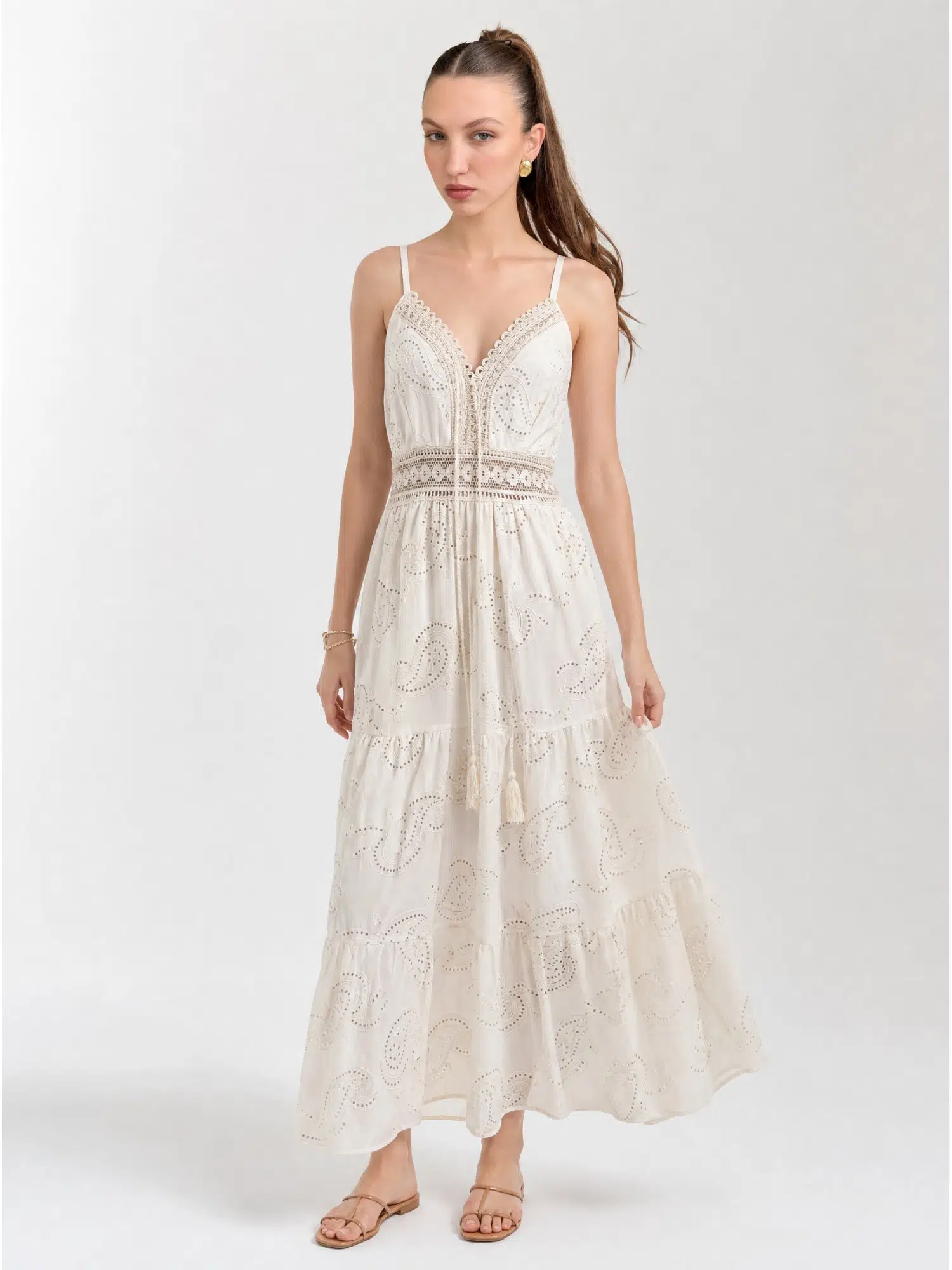 Pullu Askılı Elbise M39672 - BEJ