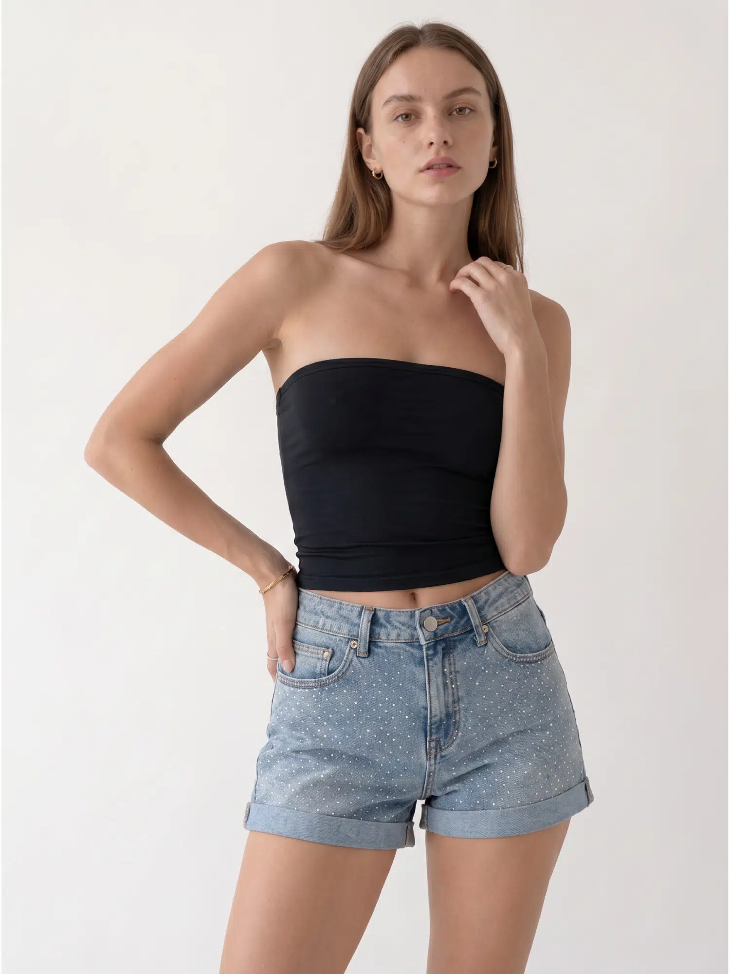 Straplez Bluz S019611 - SİYAH
