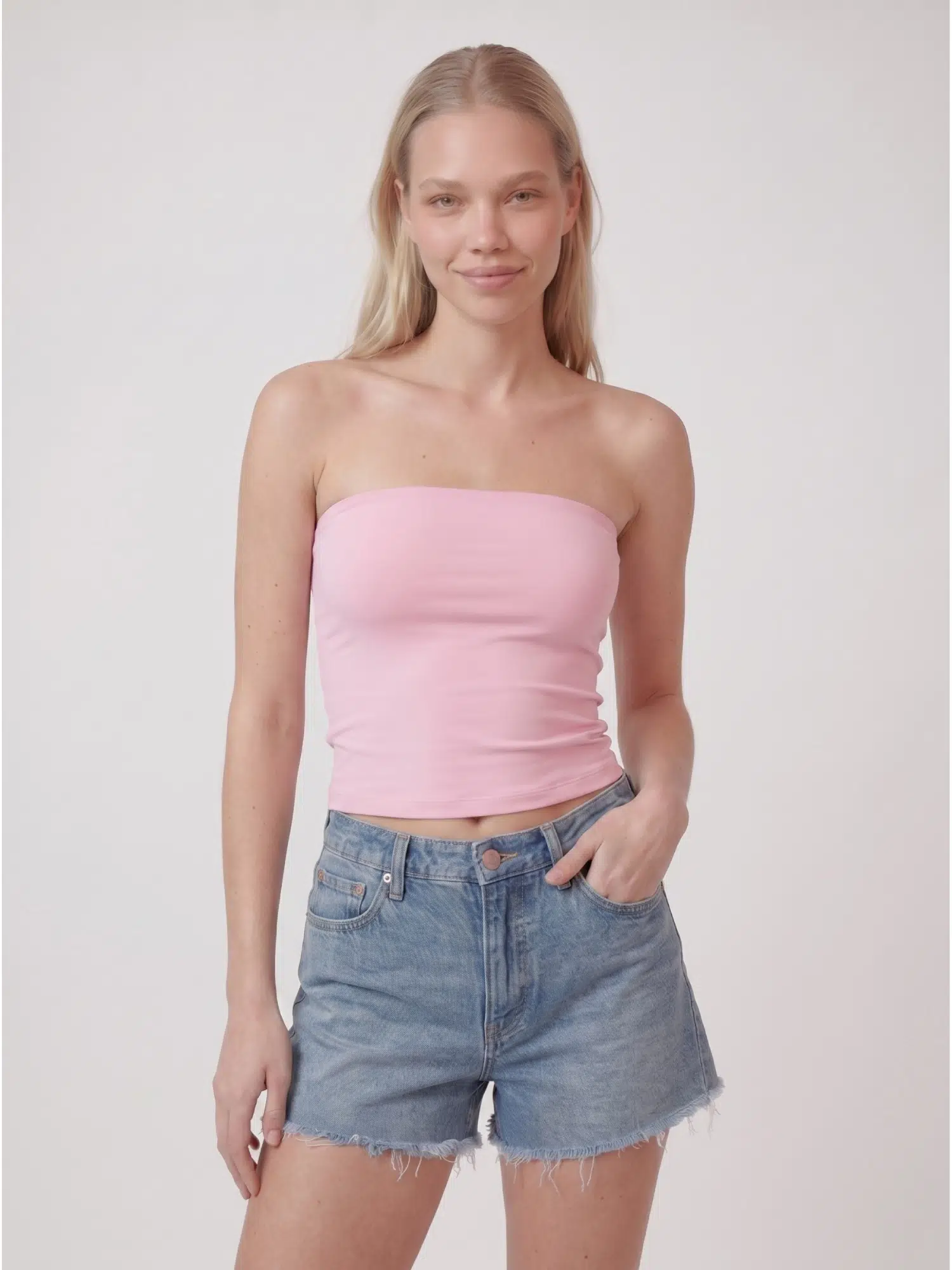 Straplez Bluz S019611 - ŞEKER PEMBE