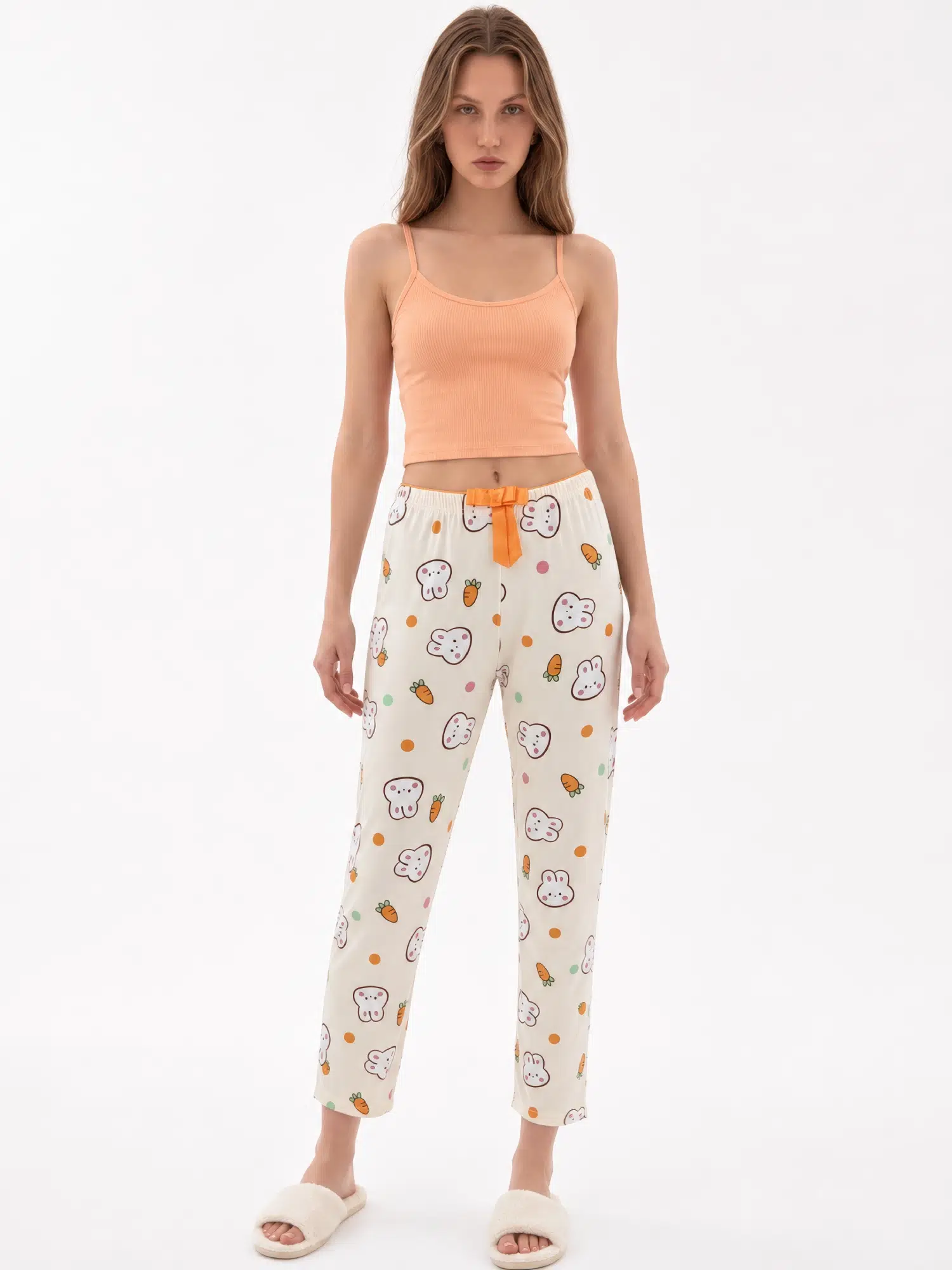 Tavşan Havuç Desenli Pijama Altı 4551 - BEJ