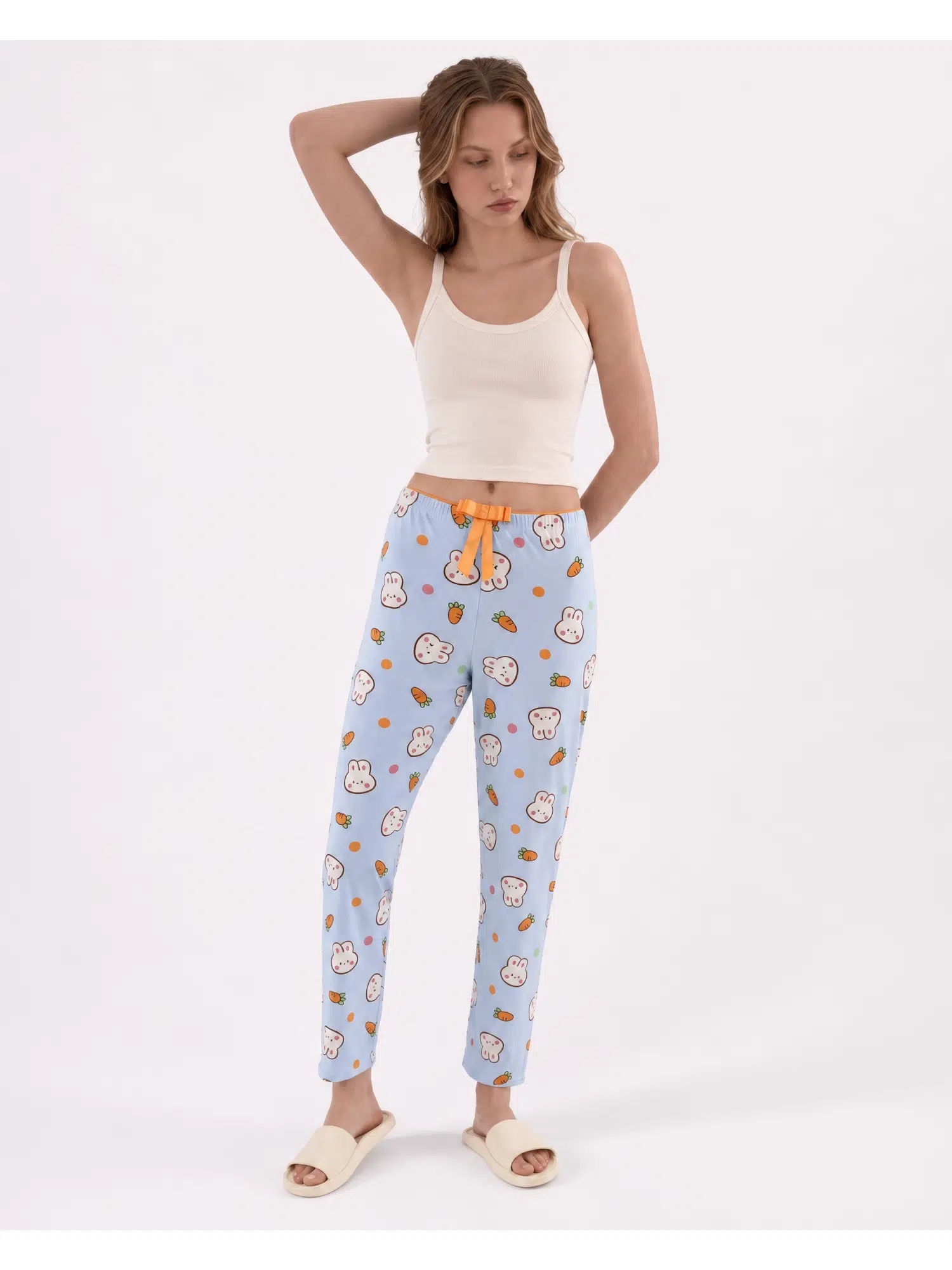 Tavşan Havuç Desenli Pijama Altı 4551 - MAVİ