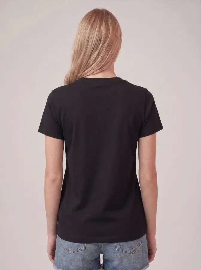 V Yaka Basic Tshirt 17885 - SİYAH