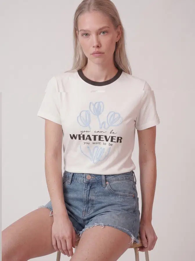 Whatever Yazılı Nakışlı Tshirt 02023