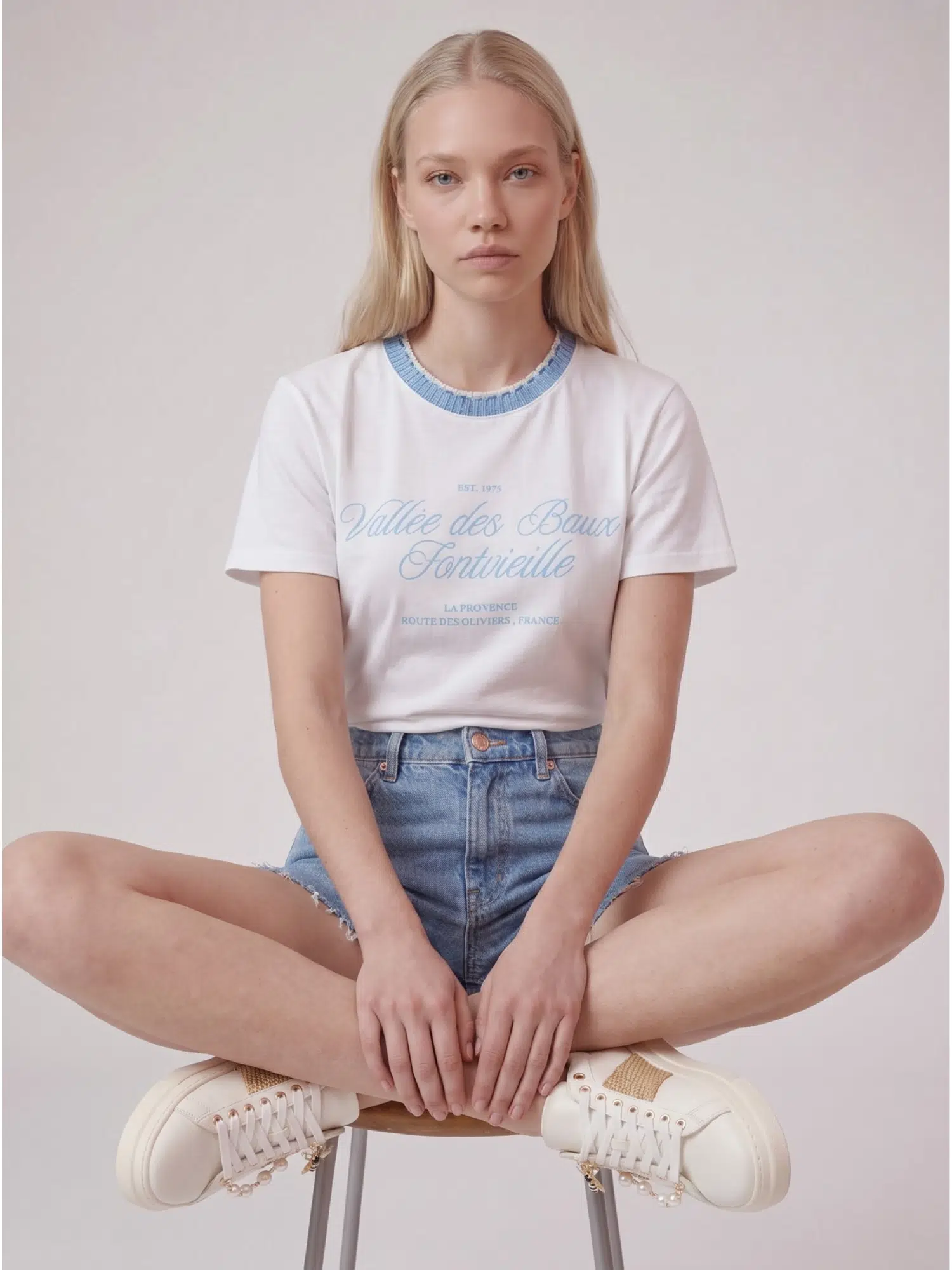 Yaka Örgü Detaylı Tshirt 22957