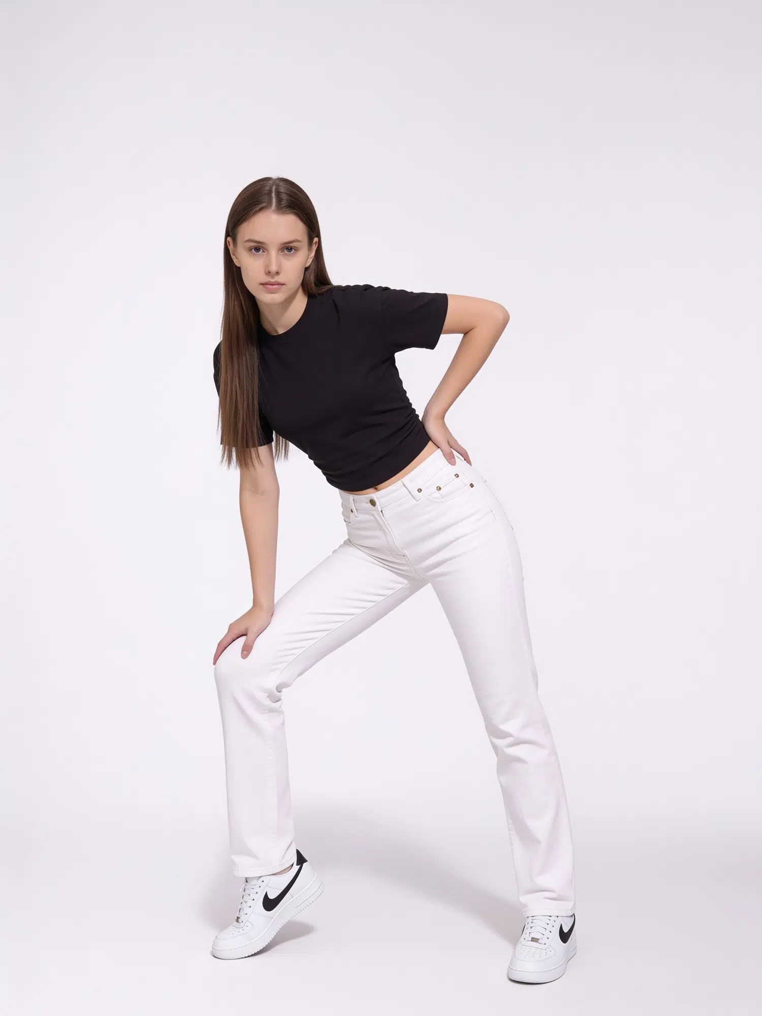 Yanları Büzgülü Crop Tshirt 23132 - SİYAH