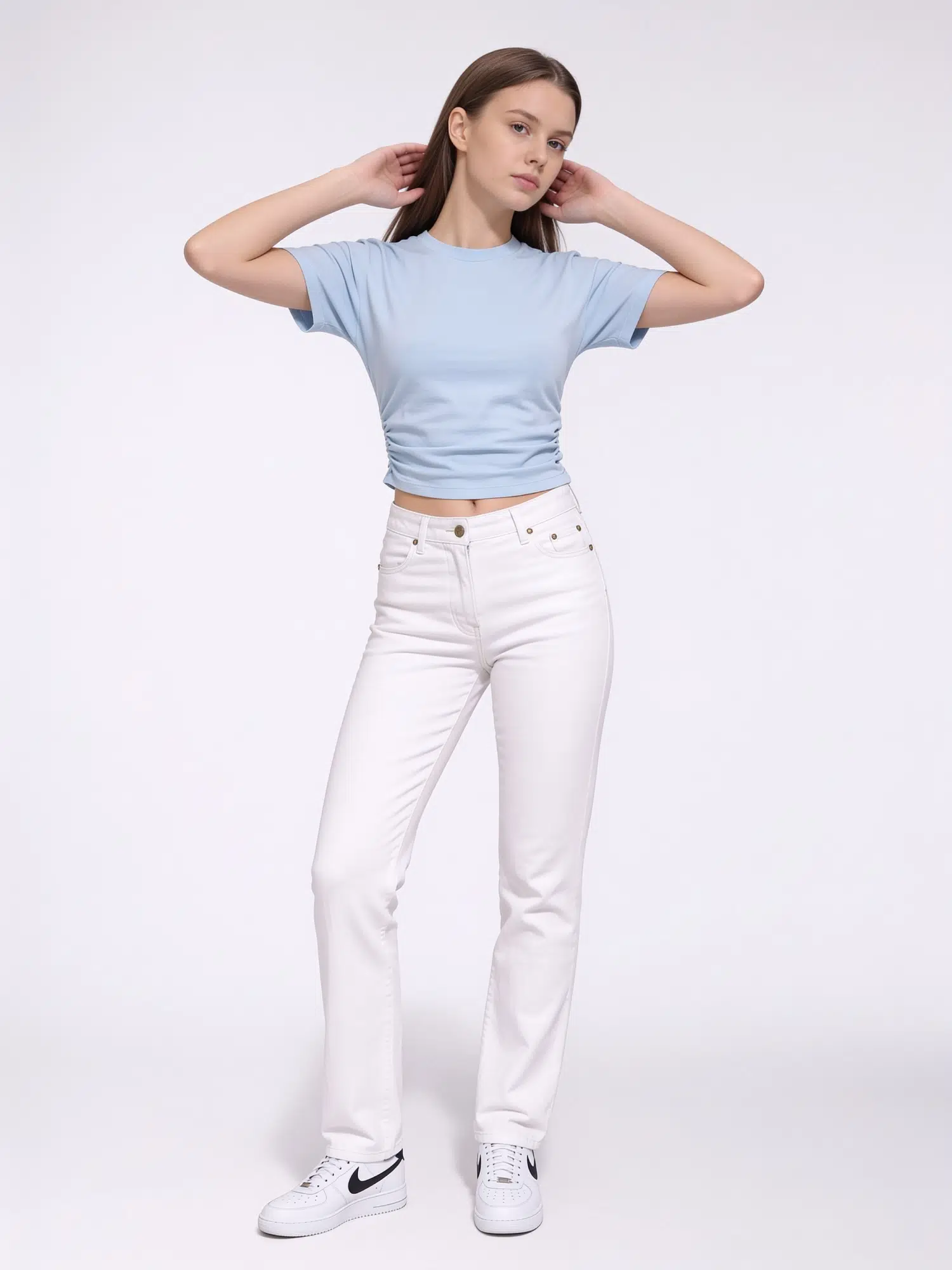 Yanları Büzgülü Crop Tshirt 23132