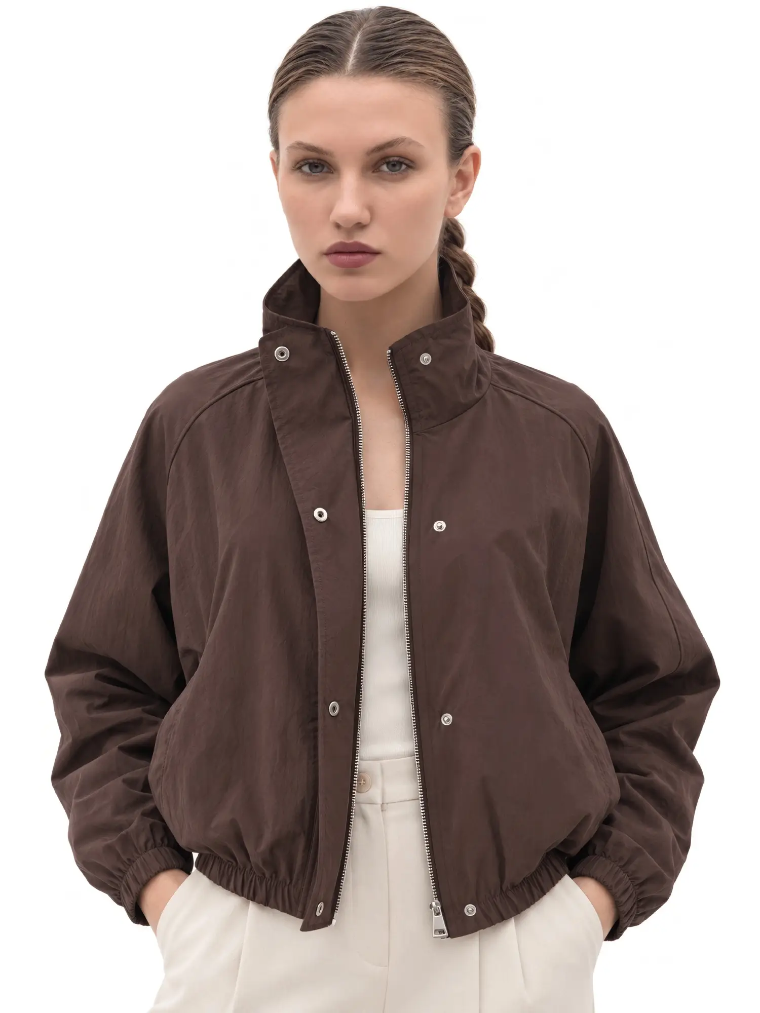 Yarasa Kol Bomber Ceket 23225 - KAHVE