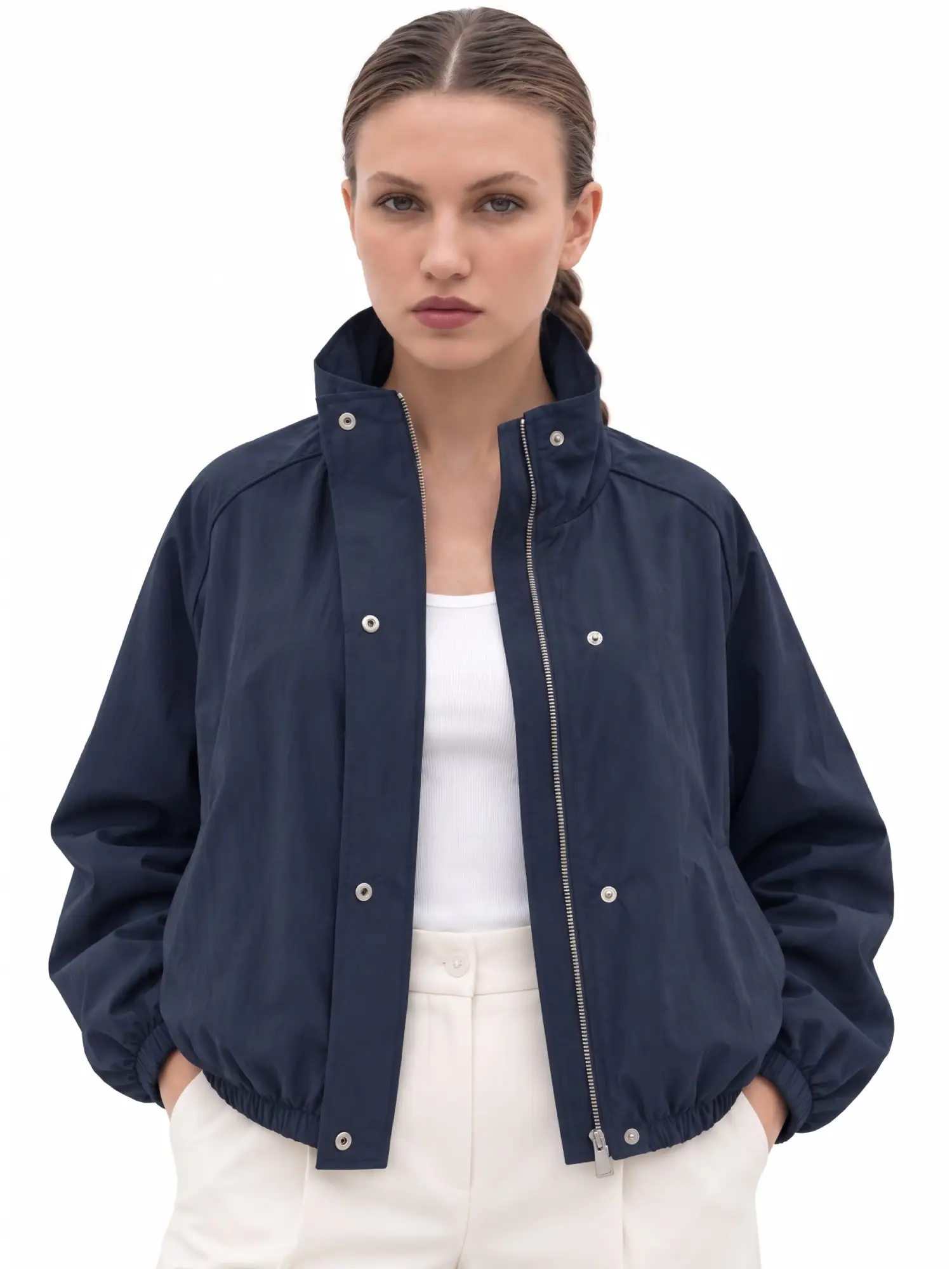 Yarasa Kol Bomber Ceket 23225 - LACİVERT